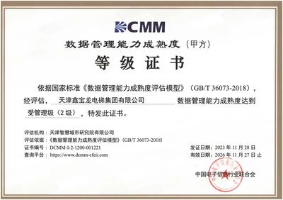 DCMM数据管理能力成熟度等级证书